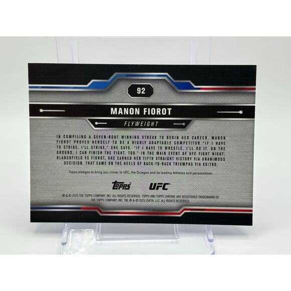 2025 Topps Chrome UFC Manon Fiorot Blue Geometric Refractor 21/99 SP Flyweight - Picture 2 of 2